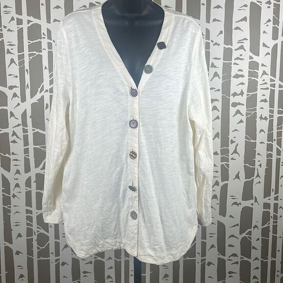 Soft Surroundings Slubbed Cotton Funky Button Front Shirt PXL - Picture 1 of 11